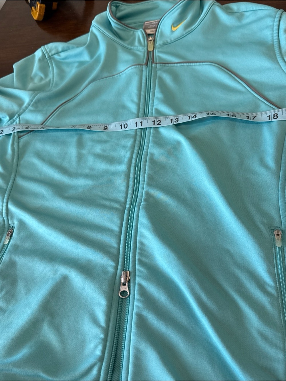 Nike Fit Dry Size L Womens Blue Full Zip Stand Collar Athletic Jacket Gray Tag - Picture 3 of 11